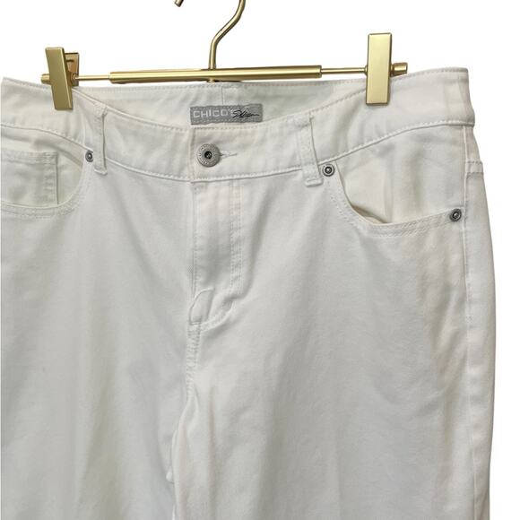 Chico’s Platinum Denim Off‑White Straight Leg Jeans Sz 1.5 (US 10) EUC - Picture 3 of 7
